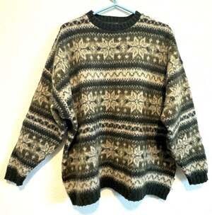 Winona Vintage Ladies Fair Isle Pattern Wool Blend Crewneck Sweater, Size 2X